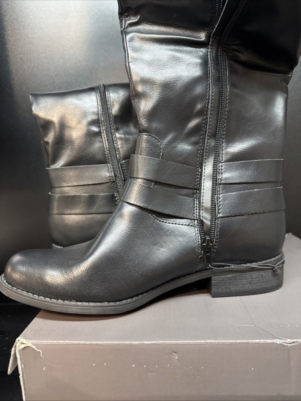 Style & Co Women's Black Maliaa Faux Leather Knee High Riding Boots NWT - Picture 7 of 12